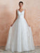 Wedding Dress 2021 A Line V Neck Sleeveless Floor Length Bridal Gowns With Train
