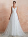 Wedding Dress 2021 A Line V Neck Sleeveless Floor Length Bridal Gowns With Train