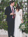 Wedding Dress Floor-Length A-Line 3/4 Length Sleeves V-Neck Lace Bridal Gowns