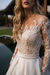 Wedding Dress Princess Silhouette Jewel Neck Long Sleeves Natural Waist Lace Satin Fabric Bridal Dresses