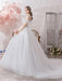 Wedding Dress Princess Silhouette Jewel Neck Short Sleeves Natural Waist Cathedral Train Bridal Dresses