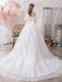 Wedding Dress Princess Silhouette Jewel Neck Short Sleeves Natural Waist Cathedral Train Bridal Dresses