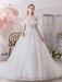 Wedding Dress Princess Silhouette Jewel Neck Short Sleeves Natural Waist Cathedral Train Bridal Dresses