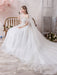 Wedding Dress Princess Silhouette Jewel Neck Short Sleeves Natural Waist Cathedral Train Bridal Dresses