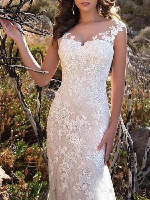 Wedding Dress 2021 V Neck Mermaid sleeveless Lace Embellishment classic Bridal Gowns with train
