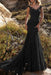 Black Wedding Dress V Neck Mermaid sleeveless Lace 