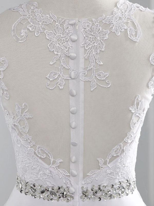 wedding dresses 2021 a line beaded jewel neck sleeveless floor length tulle traditional bridal dress with train