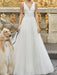 Wedding Dresses A Line Floor Length Sleeveless Applique V Neck Bridal Gowns