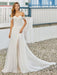 Wedding Dresses With Train A-line Floor-Length Sleeveless Beaded Sweetheart Neck Bridal Gowns