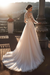 wedding dresses a line illusion neck long sleeve floor length tulle pleated bridal dress with train