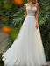wedding dresses 2021 a line illusion neck sleeveless floor length lace beaded tulle boho bridal gowns