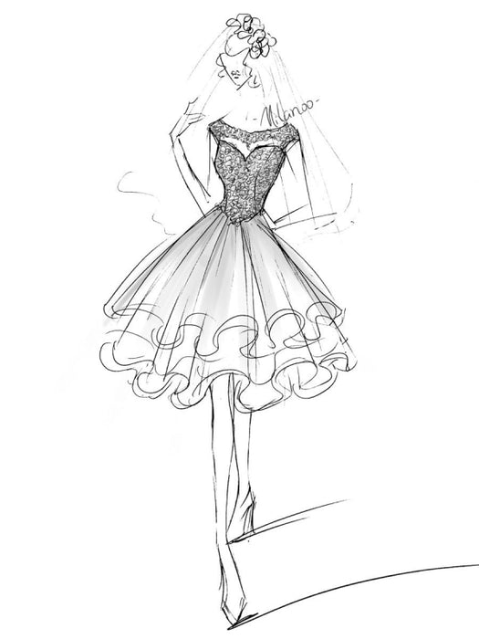 Wedding Dresses 2021 A Line Jewel Neck Sleeveless Natural Waist Tulle Short Bridal Dress