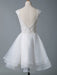 Wedding Dresses 2021 A Line Jewel Neck Sleeveless Natural Waist Tulle Short Bridal Dress