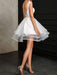 Wedding Dresses 2021 A Line Jewel Neck Sleeveless Natural Waist Tulle Short Bridal Dress