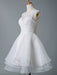 Wedding Dresses 2021 A Line Jewel Neck Sleeveless Natural Waist Tulle Short Bridal Dress