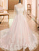 wedding dresses 2021 a line v neck long sleeve lace applique tulle bridal gowns with chapel train