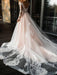 wedding dresses 2021 a line v neck long sleeve lace applique tulle bridal gowns with chapel train