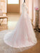 wedding dresses 2021 a line v neck long sleeve lace applique tulle bridal gowns with chapel train
