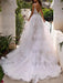 Wedding Dresses A Line V Neck Sleeveless Lace Appliqued Bridal Gowns With Train