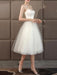 Wedding Dresses Sweetheart Neck Sleeveless A Line Tea Length Short Bridal Dress