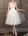 Wedding Dresses Sweetheart Neck Sleeveless A Line Tea Length Short Bridal Dress