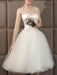 Wedding Dresses Sweetheart Neck Sleeveless A Line Tea Length Short Bridal Dress