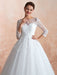 Wedding Gown 2021 3/4 Sleeve Jewel Neck Lace Appliqued Beaded Ball Gown Bridal Wedding Dress With Train