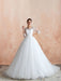 Wedding Gown 2021 3/4 Sleeve Jewel Neck Lace Appliqued Beaded Ball Gown Bridal Wedding Dress With Train