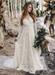 Wedding Gowns With Train V-Neck Long Sleeves Floor-Length Ivory Lace Bridal Gowns