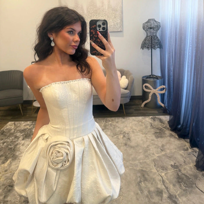 3D Rose Corset Bubble Skirt Homecoming Dress