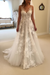 A Line V Neck Lace Appliques White Long Wedding Dresses Sleeveless
