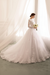 White wedding dresses princess silhouette bateau neck long sleeve natural waist lace tulle bridal gowns