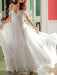 White Bridal Dress A-line Bateau Natural Waistline Chiffon Back Zipper Floor Length Wedding Dress