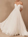 White Bridal Dress A-line Bateau Natural Waistline Chiffon Back Zipper Floor Length Wedding Dress