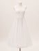 White Bridal Short Dress T-Length A-line Sweetheart Pearls Spaghetti Straps Tea Length Dress