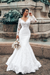 White Floral Lace Mermaid Bridal Dresses Long Sleeves V-Neck Spring Wedding Dress - Wedding Dresses