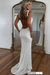 White Glitter Sequins Sleeveless V Neck Prom Dress Long with Split