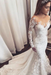 White Gorgeous Mermaid Illusion Long Sleeves Tulle Appliques Beach Wedding Dress