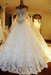White Lace Applique Strapless Sweetheart Wedding Dress with Cathedral Train