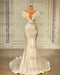White Long Pearl Ruffle Evening Dresses Designer Floor Length Prom Dress - Prom Dresses