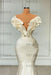 White Long Pearl Ruffle Evening Dresses Designer Floor Length Prom Dress - Prom Dresses