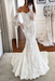 White Long Sleeves Mermaid Wedding Dress Lace with Off Shoulder