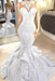 White Mermaid Beads Prom Dresses Appliques Evening Dresses