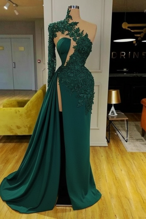 emerald green Mermaid Evening Dress with Long Sleeves