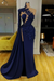 Ink Blue Mermaid Evening Dress with Long Sleeves