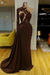 Brown Mermaid Evening Dress with Long Sleeves