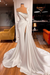White One Shoulder Mermaid Prom Dress Beaded with Split