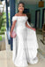 White Off-The-Shoulder Mermaid Chiffon Wedding Guest Dresses Long with Appliques - Prom Dresses