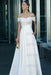 White Off-the-Shoulder Satin Aline Formal Dress with Beadings