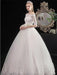 Cheap Wedding Dresses Eric White Off The Shoulder Half Sleeves Ball Gown Soft Tulle Lace Up Floor Length Bride Dresses